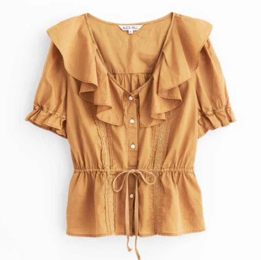 Alex mill camel fall khaki neutral ruffle coast peasant boho cottagecore…